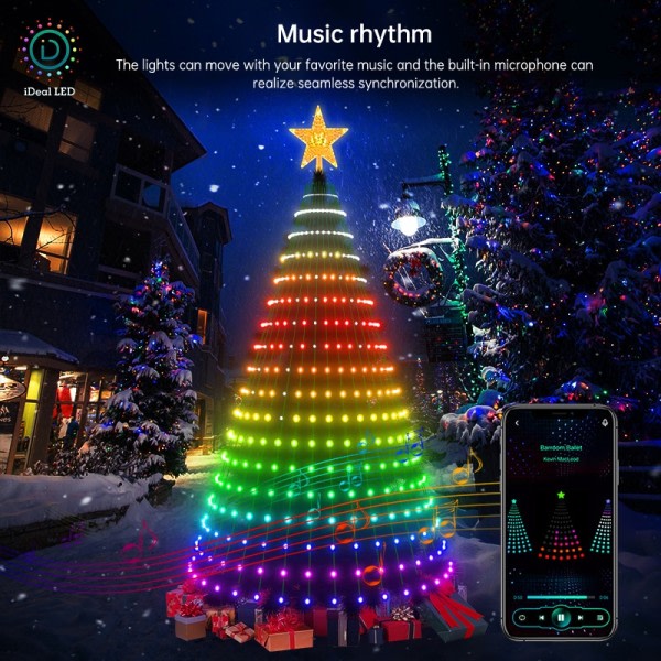 Smart Christmas Tree Toppers Lights App DIY Picture LED RGB String Light Bluetooth Control LED Star String