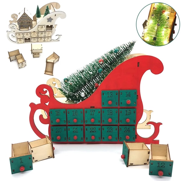 Jul advent kalender pynt træ lysende pynt gadget