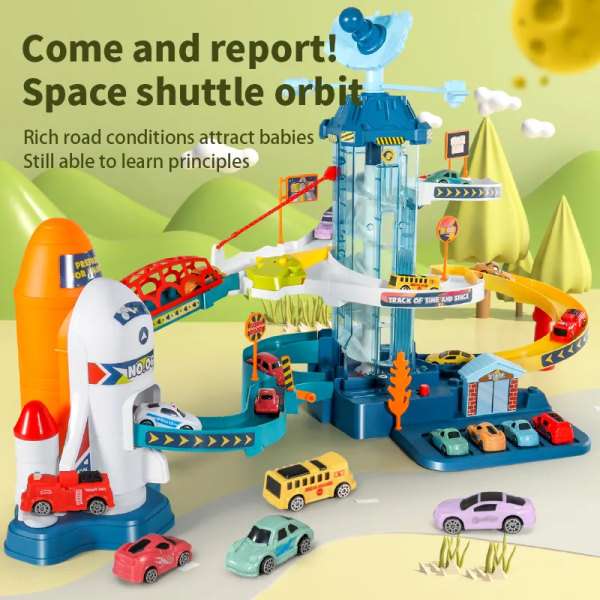 Rymd Shuttle Tema Bil Spår För Barn Diecasts Semester Gåvor Födelsedag Hot Wheels Barn Utbildnings Race Leksaker Set