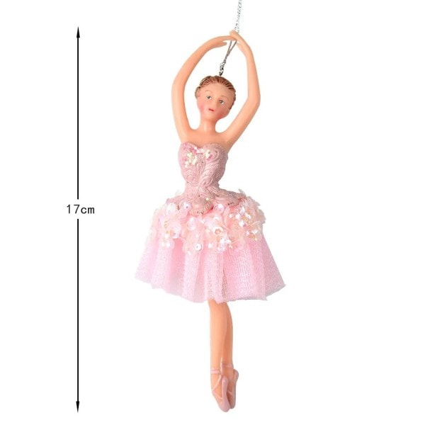 Plast Material Flicka Födelsedag Gåva Jul Hängande Dekoration Dans Silver Tutu Ballerina Jul Ornament