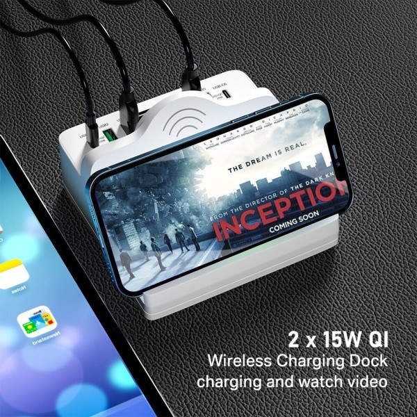 80W 6 portit USB laturi asema kaksois langaton laturi teline pikalataus 3.0 PD pikalaturi
