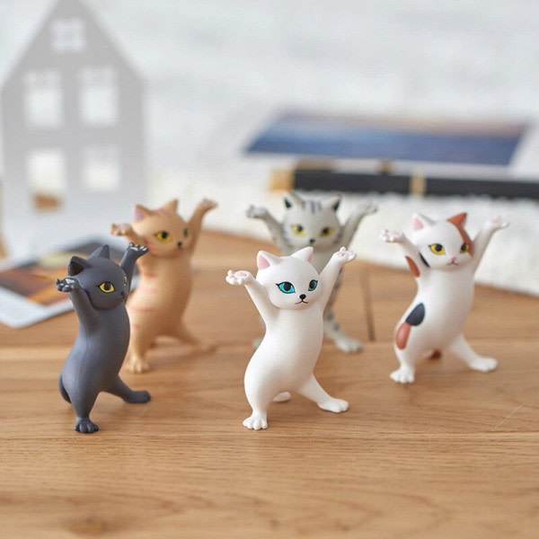 5 modeller dans kat figur dekoration animation kat model mode legetøj fortryllende kat kapsel legetøj
