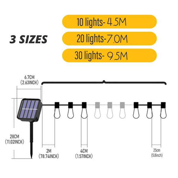 Ulkokäyttöön Aurinkoenergia Järjet Valot LED IP65 Vedenpitävä Edison Lamppu Retro Vintage Joulu Seppele Puutarha Juhla Sisustus Keiju lamppu