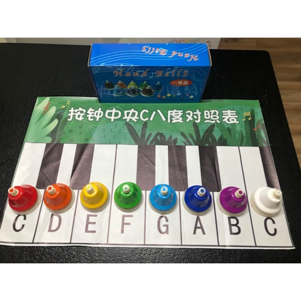 Musical Instrument Set Håndklokke Farverig 8-Note Hånd Klokke Barn Musik Legetøj