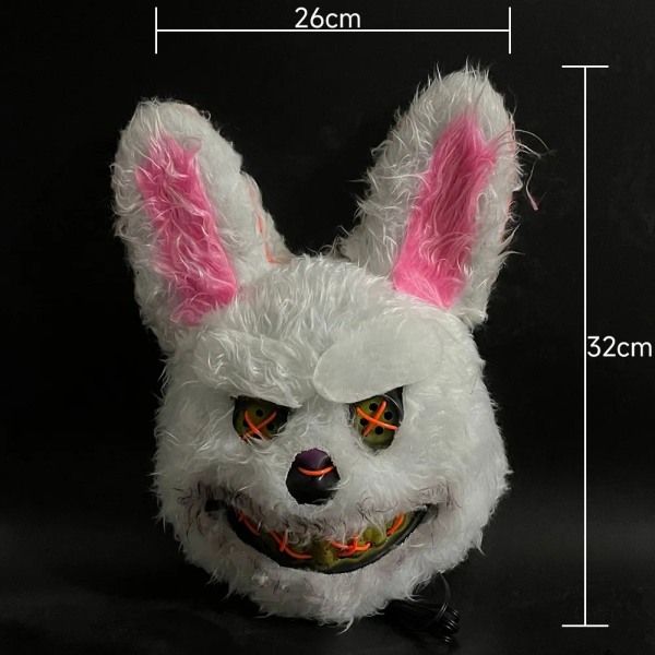 Skrekk Blodig Kanin Bear Maske Halloween LED Luminous Animal Simulation Pels Maske Cosplay