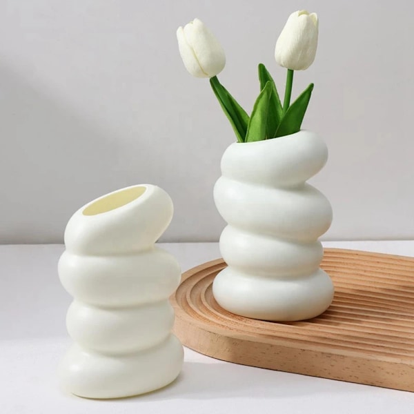 1 stycken Plast Spiral Vit Vas Nordisk Kreativt Blomsterarrangemang Behållare För Kök Vardagsrum Sovrum Hem Inredning Prydnad