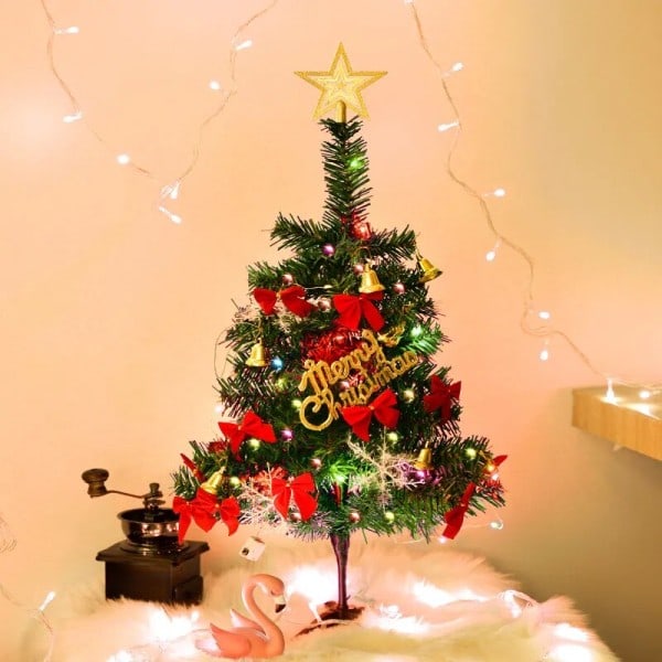 Jul tre skrivebord jule Operert med LED streng lys stjerne tretop jule kort pynt