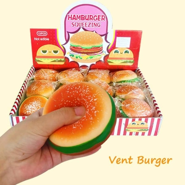 Burger Stress Ball 3D Squishy Hamburgare Fidget Leksaker Silicon Dekompression Silicon Squeeze Fidget Ball Fidget Sensory Toy