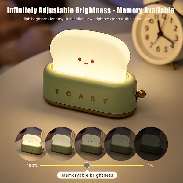 Sød Hjem Dekor Kawaii Brød Bord Lamper Nat Amning Bærbar Lys med Timer