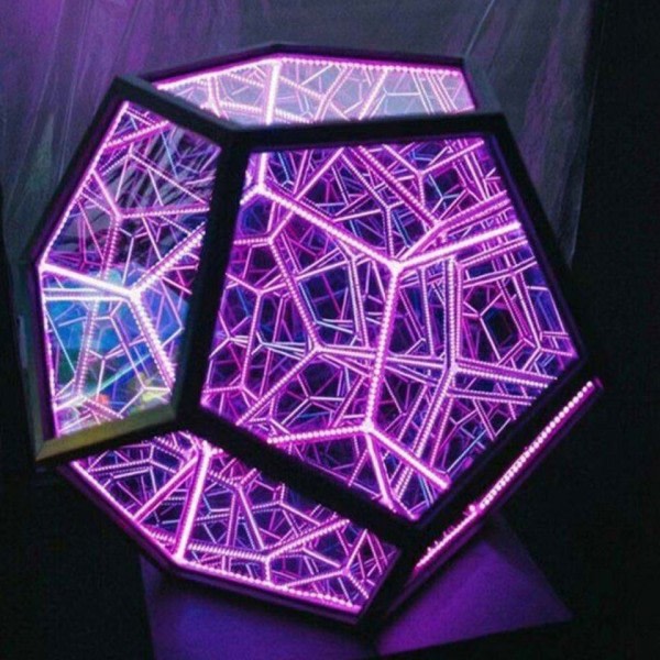 Infinity Dodecahedron Färg Konst Ljus Fantasy Geometri Rymd LED Konst Lampa