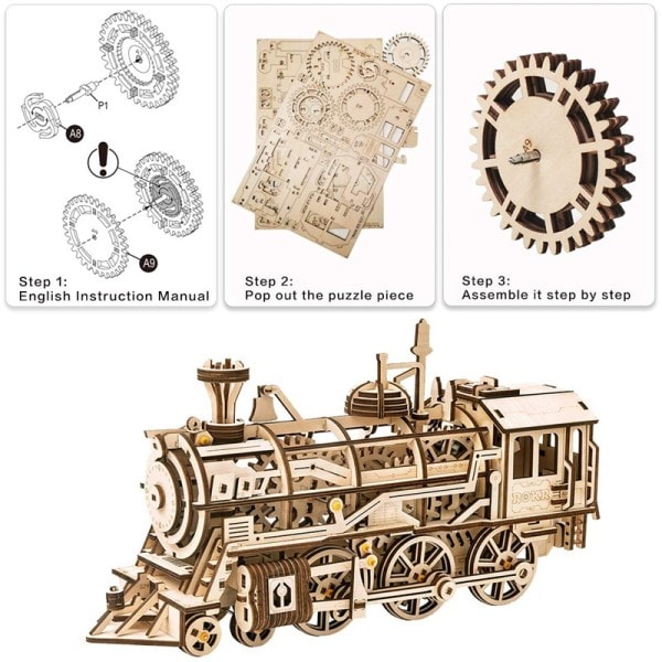 3D Mekanisk Model Træ Model Bygning Klods Kits Samling Legetøj
