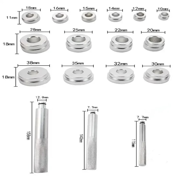 17 bitar Aluminium Hjul Bearing Race & Seal Bush Driver Set Garage Verktyg Kit w/Case