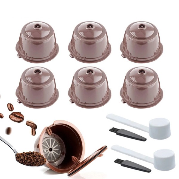 6 bitar Återanvändbar Kaffe Kapsel För Nescafe Dolce Gusto Machine Refillable Kaffe Kapsel Filter Cup Kit
