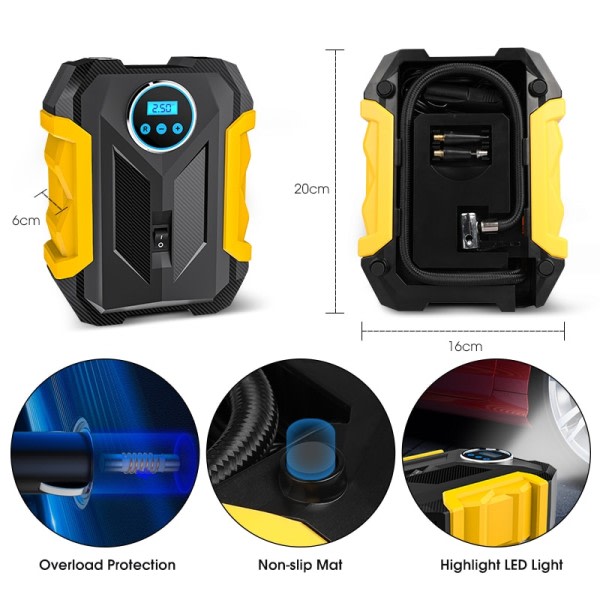 Bærbar Bil Luft Kompressor Digital Dekk Inflasjon Pumpe LED Lampe Dekk Kompresjon Pumpe Kompressor