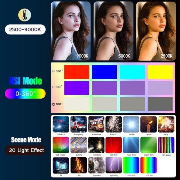 Kädessä pidettävä RGB värillinen video tikku valo 50cm LED valo sauva CRI 95+ 2500K-9000K valokuvaus studio lamppu valokuvaus valaistus