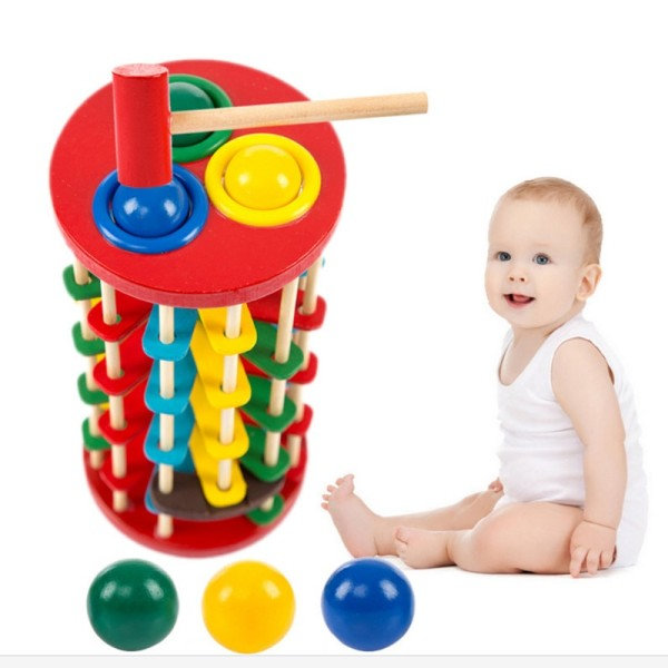 Tre Leker Batting Stige Hånd Knock The Ball Montessori Matematikk Tidlig Pedagogisk Fargerike Leker