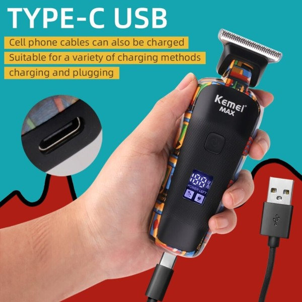 Digital Display Professionell Barber Pusher För Män Hår Clipper