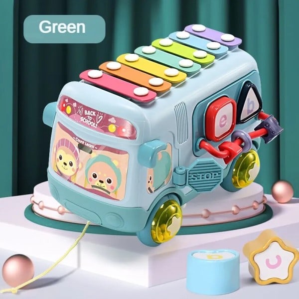Baby Enlighten Reise Buss Musikal Leker i 0-18 måneder Småbarn Piano Raller