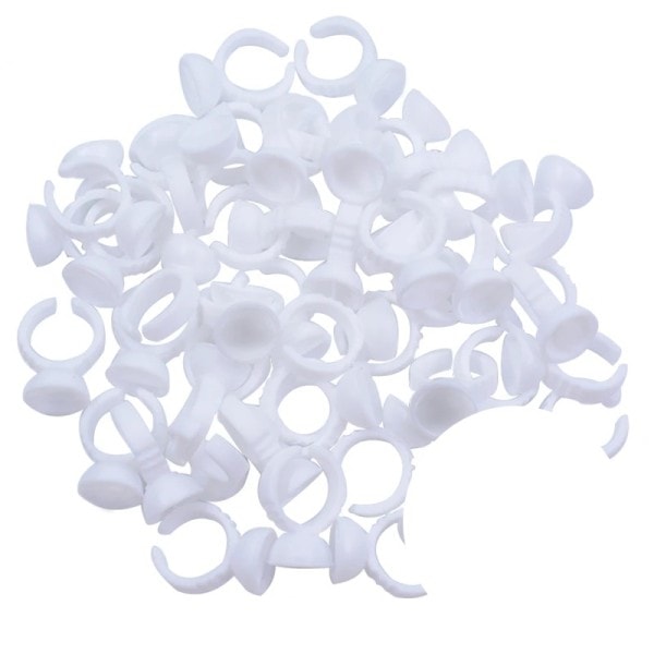 100 bitar DIY Ögonfransförlängning Fläktar Blommande Kopp Lim Hållare Ring Blomma Form Pigment Bricka