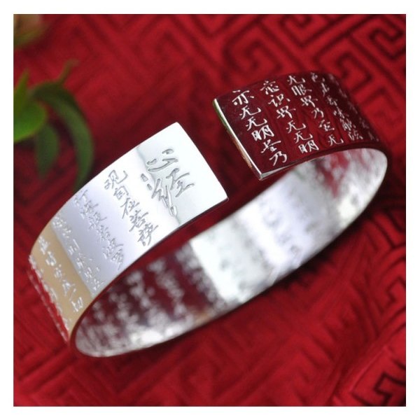 Sølv farve  vintage elegant lotus blomst manchet armbånd thailand sølv religiøse smykker til kvinder