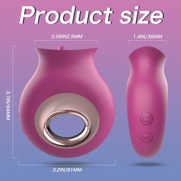 Rose Leketøy Vibrator for Kvinner 2 i 1 Tunge Slikking Nipple Klitoris Stimulator med 9 Modi
