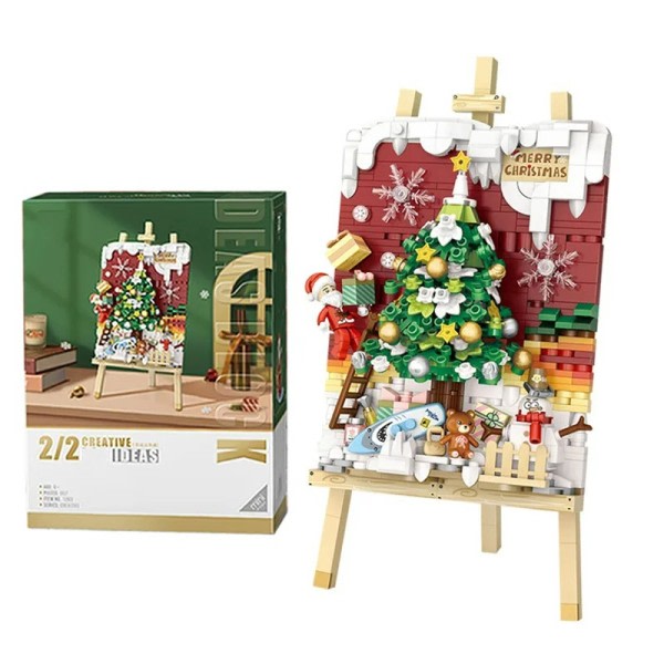Jul Träd Byggklossar Gör-det-själv målning pussel jul montering leksaker lämpliga för hem dekoration