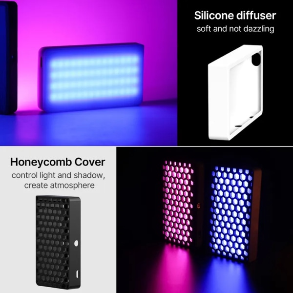 RGB LED Video Panel Lys 7 tommers Lomme Fyld Lys Dimbar 2500-9000K 4000mAh Fotografi for Live Streaming