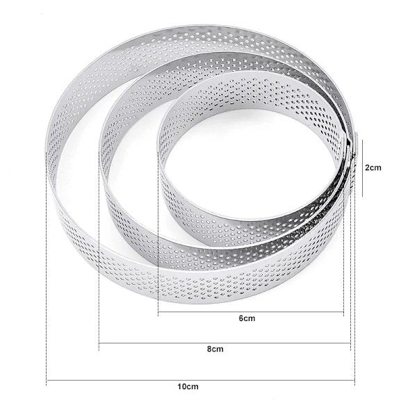 3 kpl 6 8 19 cm rei'itetty pyöreä tortti rengas ruostumaton teräs hedelmä piirakka tartlet muotti