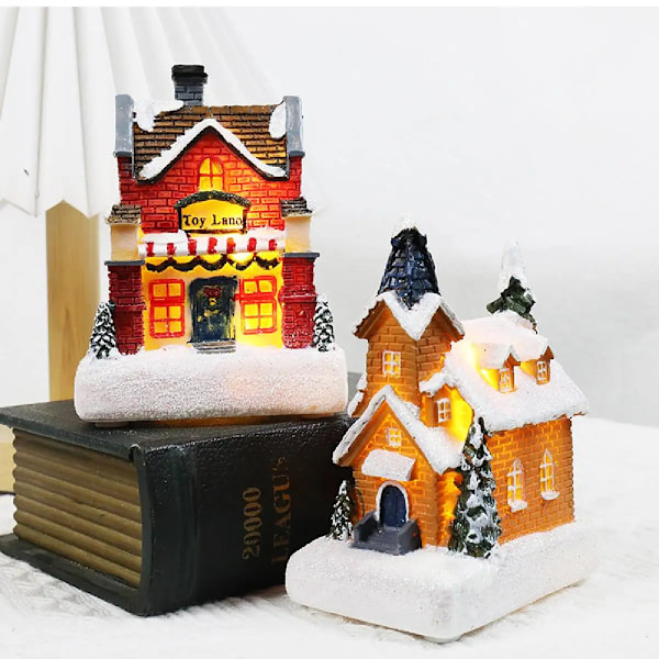 Jul pynt harpiks lille hus mikro landskab harpiks hus jule kreativ lysende lille hus harpiks