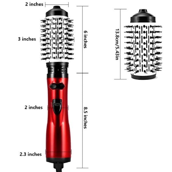 2 Utbytbart Huvud 360 Roterande AirFlow Varm Air Brush Hår Rightener Curler Järn Volumizer Blowers Elektrisk Hår Torktumlare Kam
