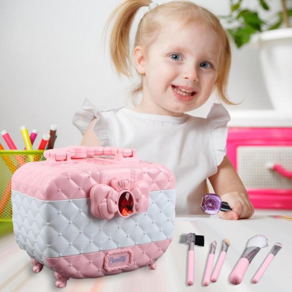 Børn Makeup Kit Til Piger Skønhedssæt Til Små Piger Skønhed Vanity Legesæt Børn Lege Vanity Legetøj