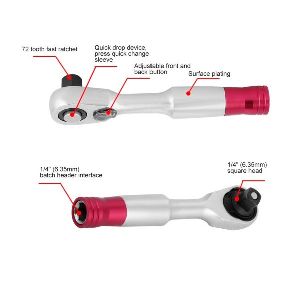 1/4inch 85MM Mini Moment Rachet Skruenøgle Set Hånd Reparation Værktøj