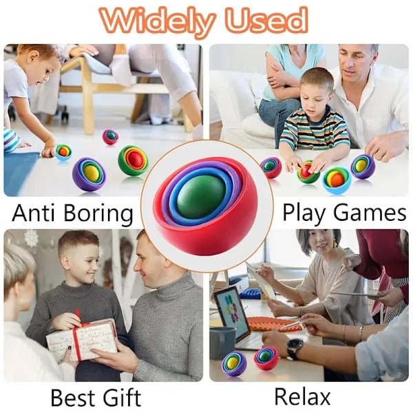 Tilfeldig 3 stykker 3D Rotasjon Ball Fidget Gyro Sensory Leker Hånd Fidget Spinner
