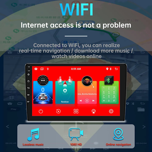 Android 11 Bil Radio Autoradio 32G 2 Din 9" Universal WIFI GPS Bil Audio Multimedia Player