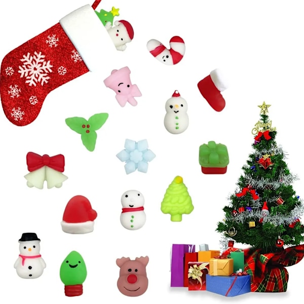 Jul 24 biter for barn voksen nissen Claus Snømann Squishy Fidget Leker