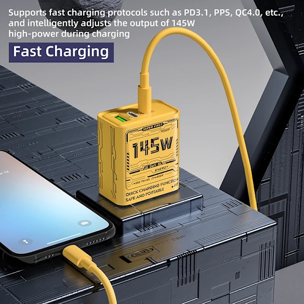 145W Ultra Snabb 3-portars PD USB Väggadapter Laddare För iPhone Samsung Huawei