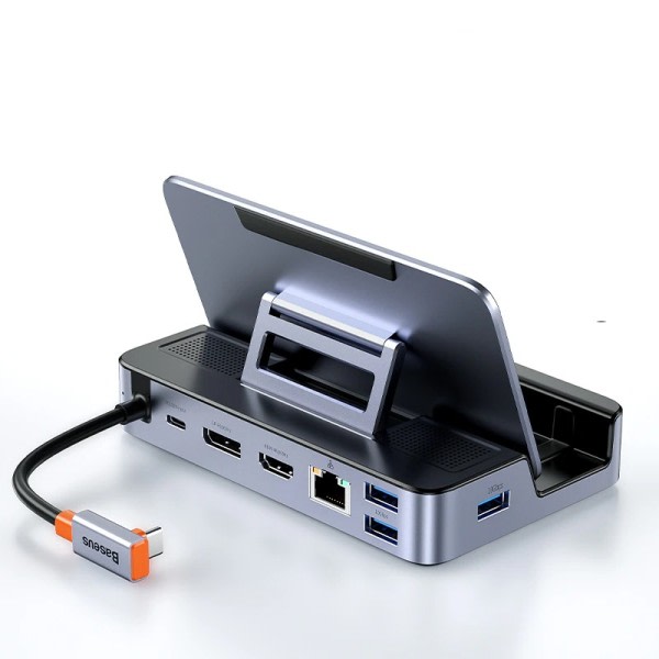 USB C Dokkingstasjon for Steam Dekk Nintend Switch Type C til 4K@60Hz DP HDMI-kompatibel Gigabit Ethernet