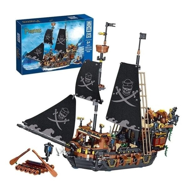 Sort Pirater Skib Gør-det-selv Eventyr Perle Båd Ø Storm Flagskib Flagskib Film Mini Klodser Bygge Klodse Model Legetøj