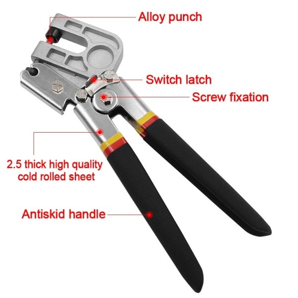 Högkol stål Dubb Crimper Punch Lås Enkel TPR Handtag Köl Fästning Tång Plat Munn Metal Tång