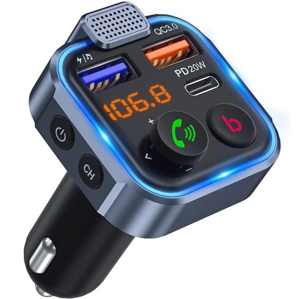 Trådløs Bluetooth Bil Adapter 5.0 Sender fm MP3 For Bil Audio Mottaker USB Sender