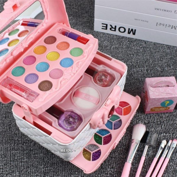 Børn Makeup Kit Til Piger Skønhedssæt Til Små Piger Skønhed Vanity Legesæt Børn Lege Vanity Legetøj