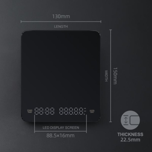 Kahvi elektroninen vaaka yli espresso 3kg 0,1g LED automaattinen ajastin älykäs keittiö vaaka