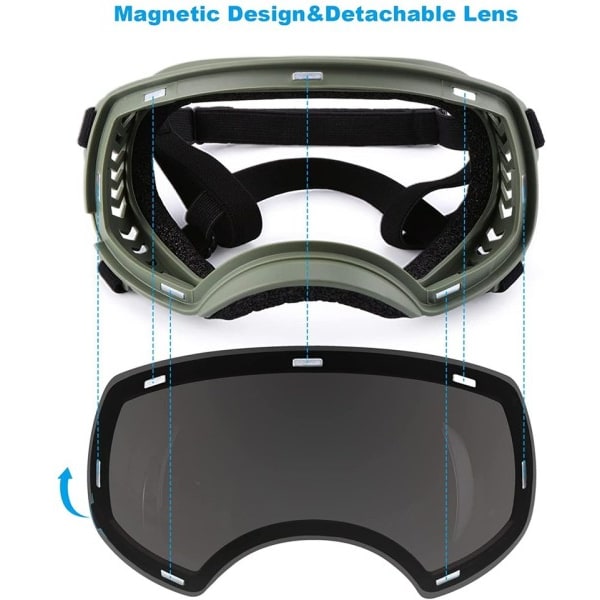 Hunde Goggles Ownpets Goggles med Justerbar Reim, Magnetisk Design Avtakbar Linse og UV beskyttelse