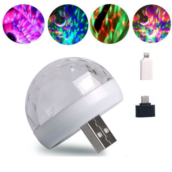 Led Apple USB Bil USB Ambient Light DJ RGB Mini Fargerik Musikk Lyd Grensesnitt Ferie Fest atmosfære