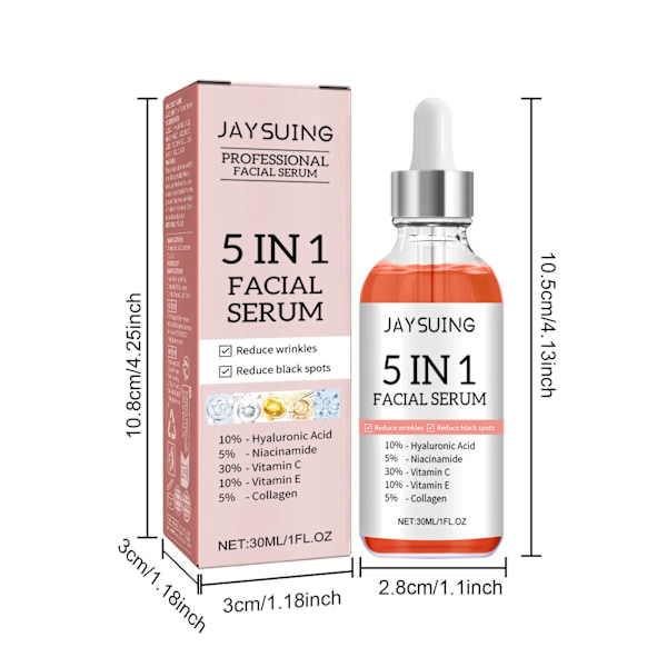 5 In 1 Ansigtsbehandling Serum Fade Fine Linjer Opstrammende Skin Shrink Porer Fugtgivende Ansigt Serum