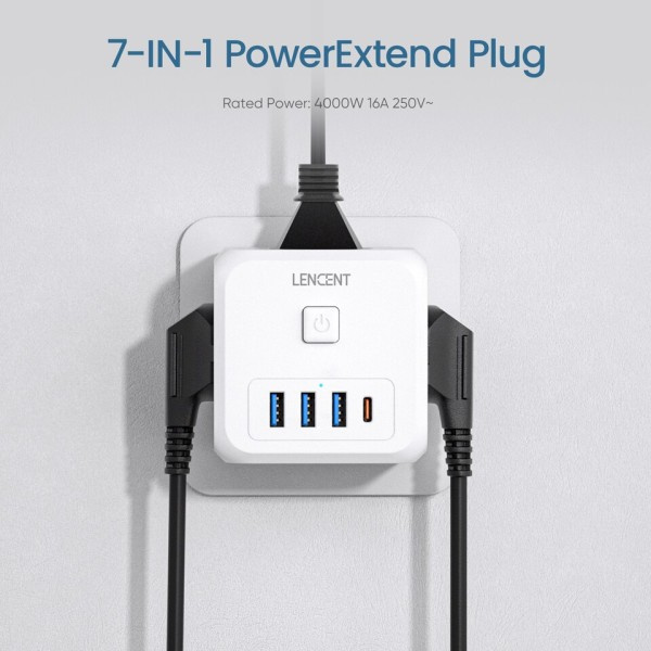 Virtanauha   3 AC pistorasioilla +3 USB lataus portit+ 1 tyyppi C 5V 2.4A  sovitin 7-in-1 pistoke pistoke päällä/Off  kytkin