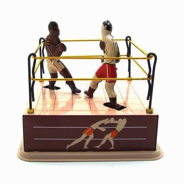 Klassisk Vintage Blik Legetøj Boksing Ring Wrestling Boksere med Wind-Up Nøgle Voksne Novelty Retro Style Gave