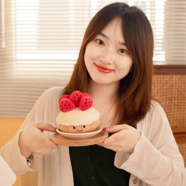 Fylld kaka plushie jordgubb frukt muffins form plysch leksaker