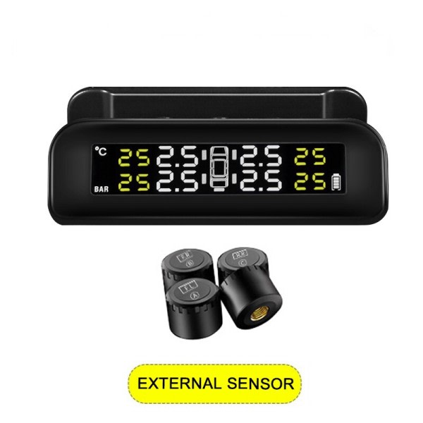 Dæk Tryk Overvågning System Solar Strøm Digital LCD Skærm Auto Sikkerhed Alarm Systemer Tryk Ekstern Sensor