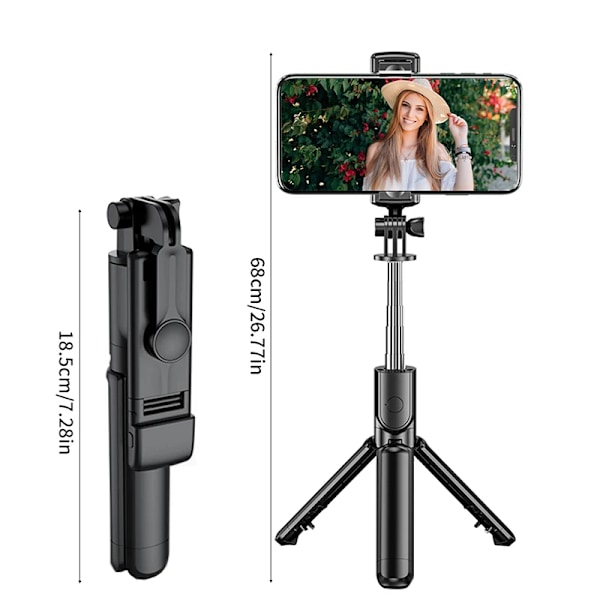 Trådlös Selfie Stick Stativ Stativ med Light Bluetooth Fjärrkontroll Utdragbart Stativ